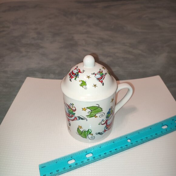 Santa Christmas Mug with Lid Tea Coffee Chocolate Candy MSI Vintage Ceramic - Picture 2 of 11